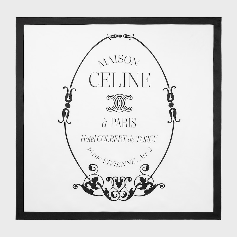 square IN BLASON COLBERT SILK TWILL - OFFWHITE/BLACK -  - 1 | CELINE
