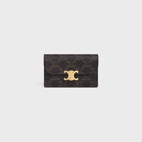 PORTE-CARTES LONG TRIOMPHE AVEC RABAT Toile Triomphe - TAN - PORTE-CARTES - 1 | CELINE