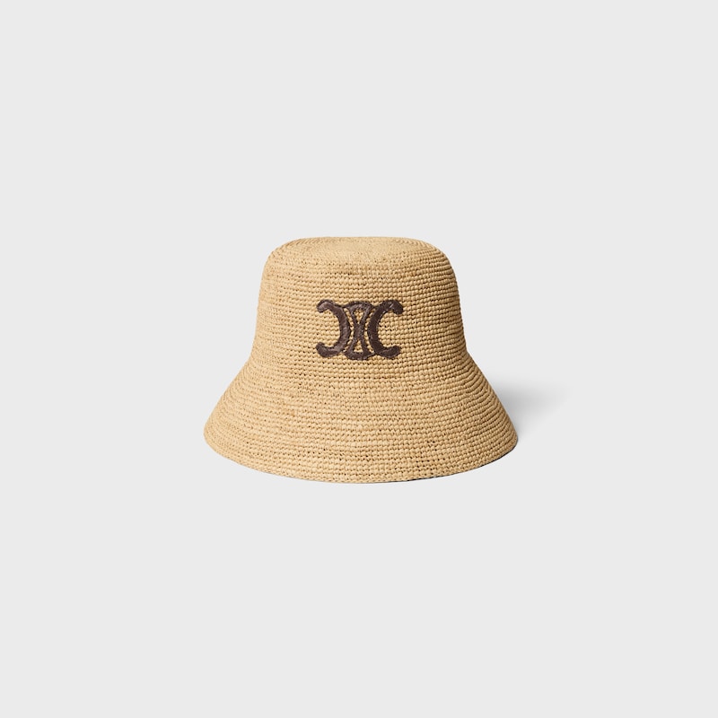 triomphe bucket hat IN raffia - HONEY/BROWN -  - 1 | CELINE
