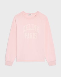 long sleeved t-shirt IN cotton jersey - ROSE POUDRE/OFF WHITE -  - 1 | CELINE