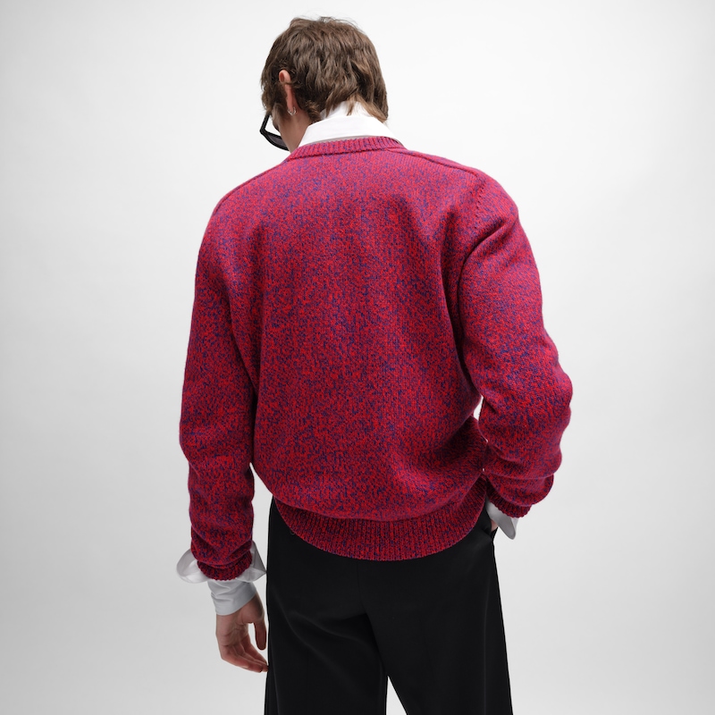 crewneck sweater IN WOOL AND CASHMERE - RED/BLUE -  - 1 | CELINE