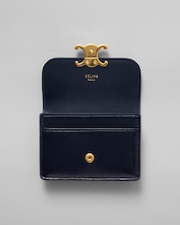 トリオンフ フラップ付きカードホルダー / グロッシーラムスキン - インクブルー - ラッキーデー セレクション - 2 | CELINE
