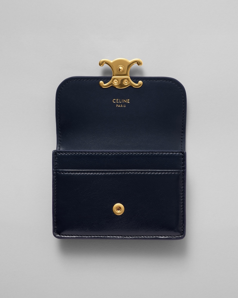 トリオンフ フラップ付きカードホルダー / グロッシーラムスキン - インクブルー - カードケース - 1 | CELINE