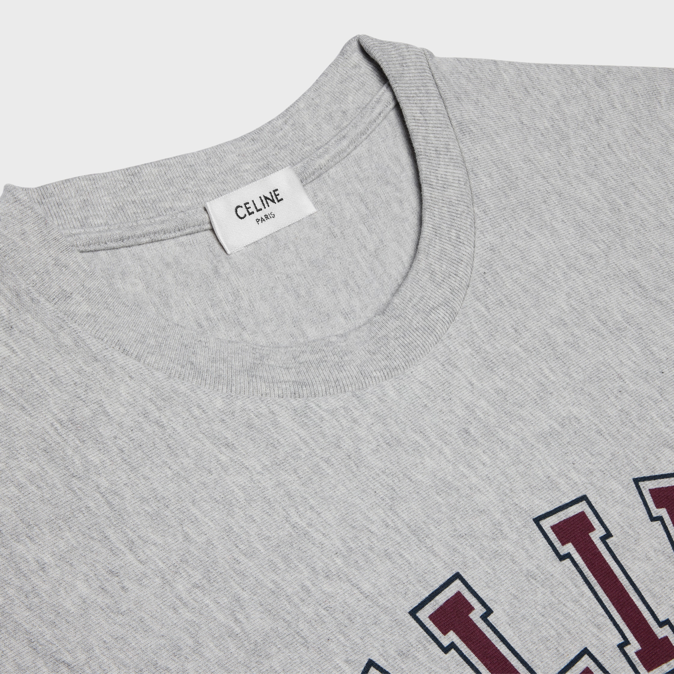 T-SHIRT IN COTTON JERSEY - VINTAGE GREY MELANGE / BORDEA | CELINE