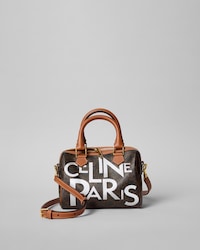 스몰 보스턴 - 알파벳 프린트 트리옹프 캔버스 - 탠/화이트 - NEW - 1 | CELINE