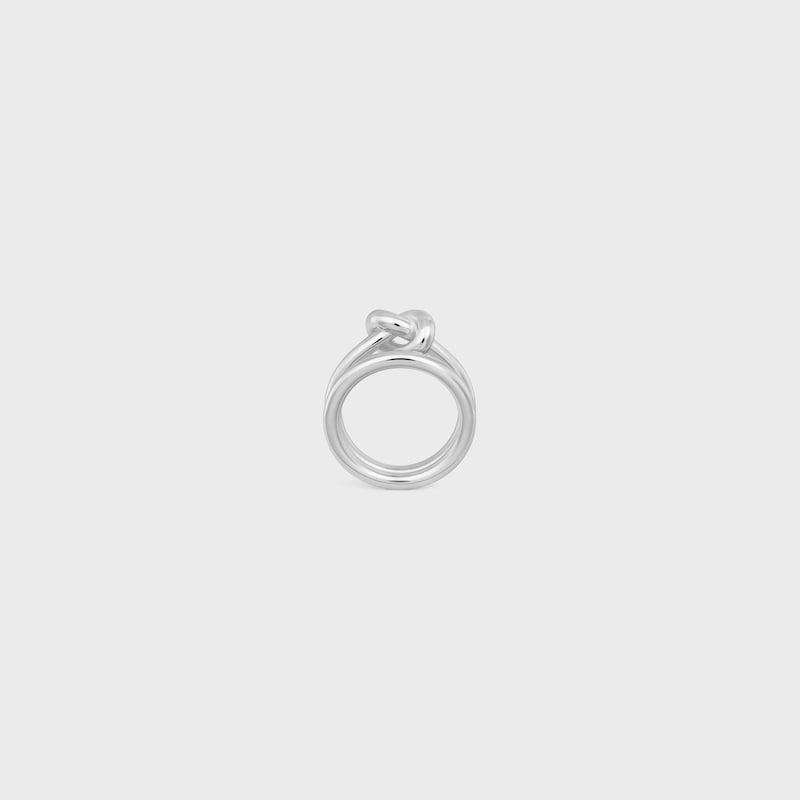 Knot Double Ring in Brass with Rhodium Finish - SILVER -  - 1 | CELINE