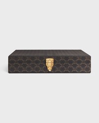 Stationery Case in Triomphe Canvas - BLACK / TAN - CELINE MAISON - 1 | CELINE