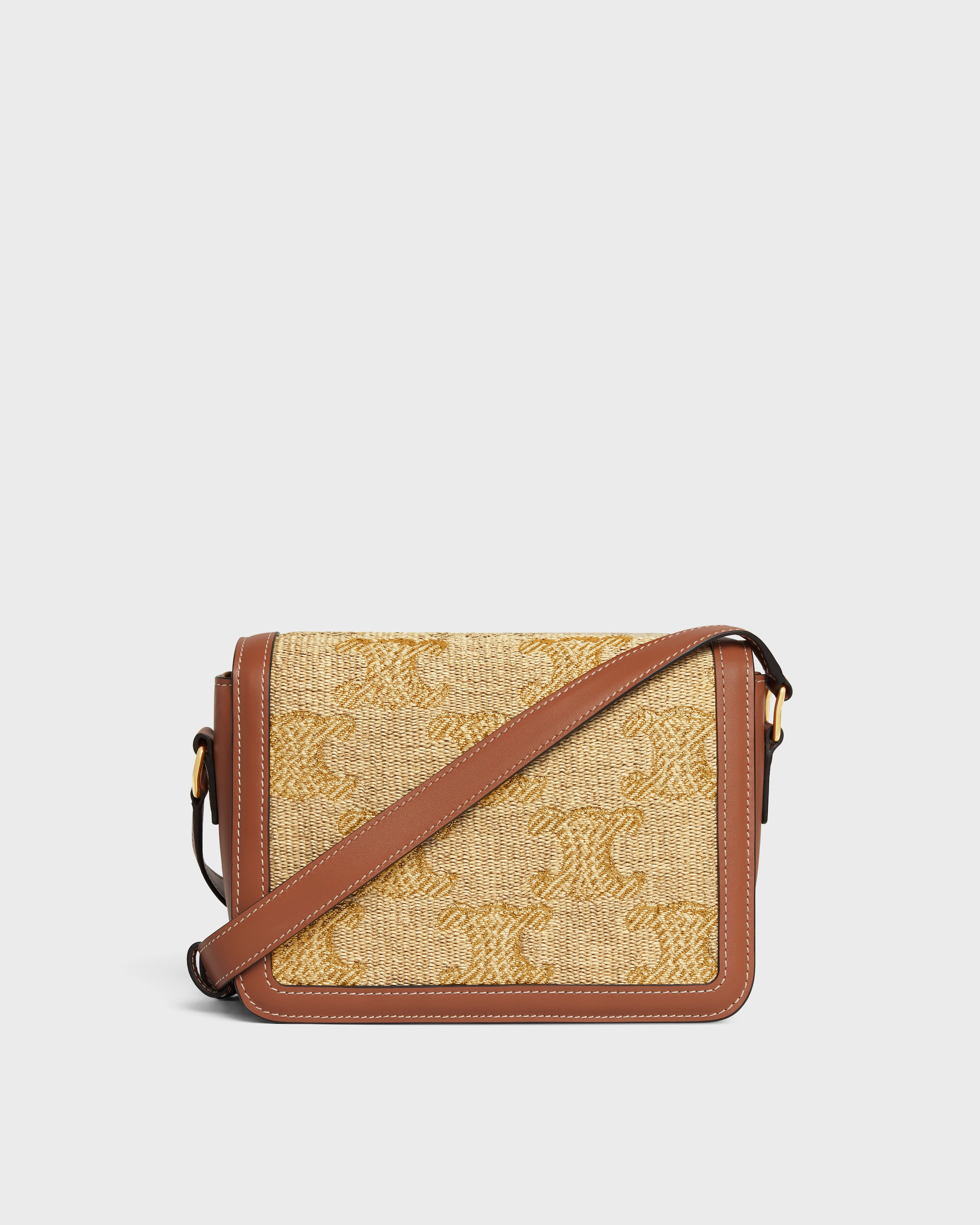 TEEN TRIOMPHE BAG in raffia effect textil with triomphe jacquard