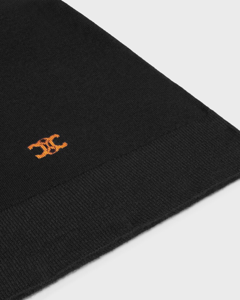 v-neck sweater IN cashmere - BLACK/ORANGE -  - 1 | CELINE