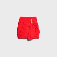 draped mini skirt IN viscose - RED POP ART -  - 1 | CELINE