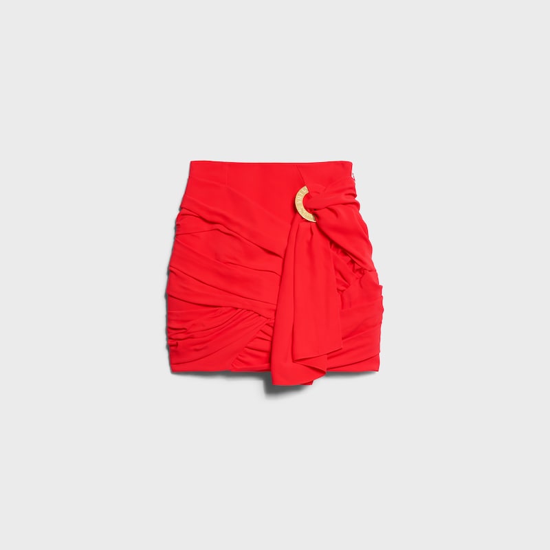 draped mini skirt IN viscose - RED POP ART -  - 1 | CELINE