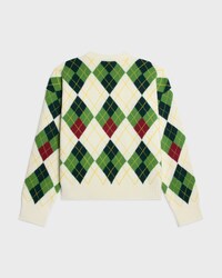 crewneck sweater IN argyle cashmere - WHITE/GREEN/RED -  - 2 | CELINE