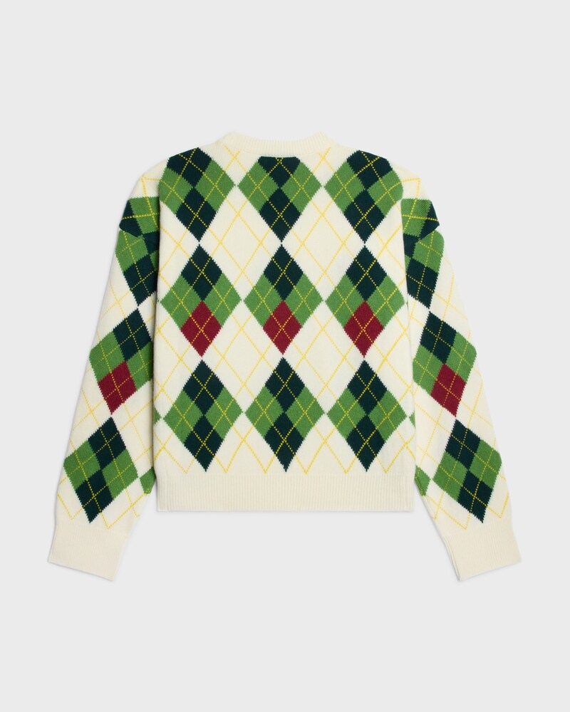 pull col rond cachemire argyle - WHITE/GREEN/RED -  - 1 | CELINE