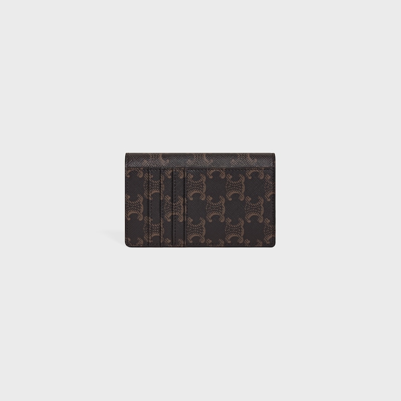 LONG CARD HOLDER WITH FLAP TRIOMPHE  IN Triomphe Canvas - TAN - CARD HOLDERS - 1 | CELINE