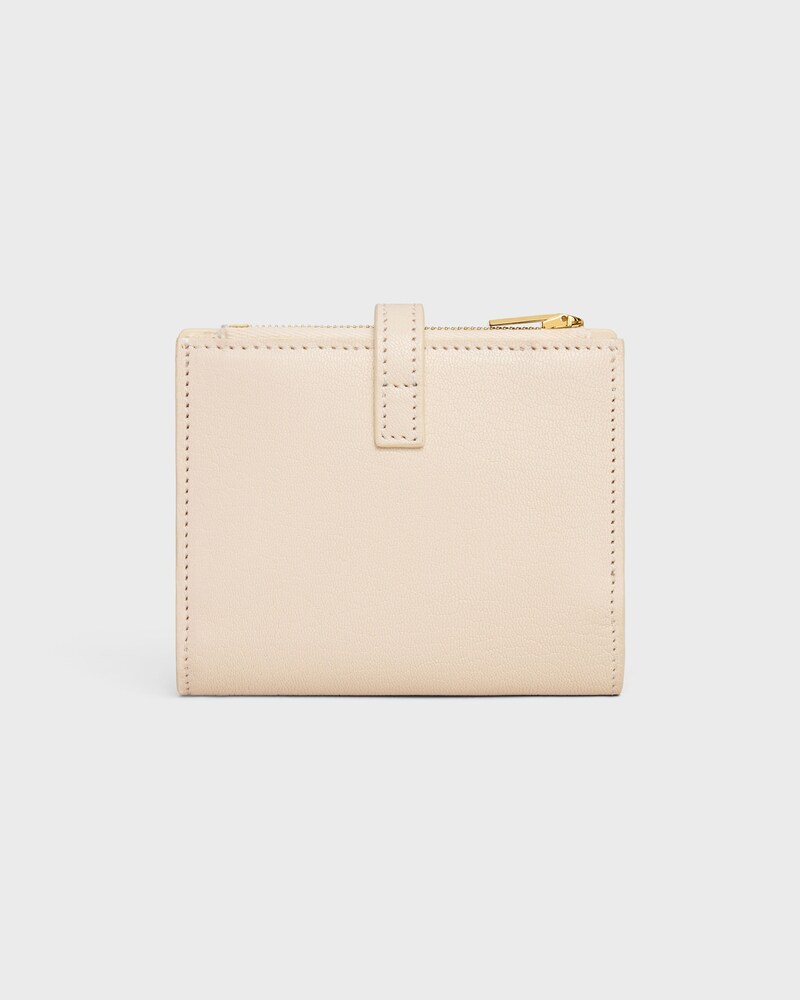 COMPACT WALLET TRIOMPHE PONTET IN GOATSKIN - CREAM - NEW - 1 | CELINE