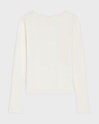 long-sleeved top IN ribbed cotton and silk - OFF WHITE -  - 2 | CELINE
