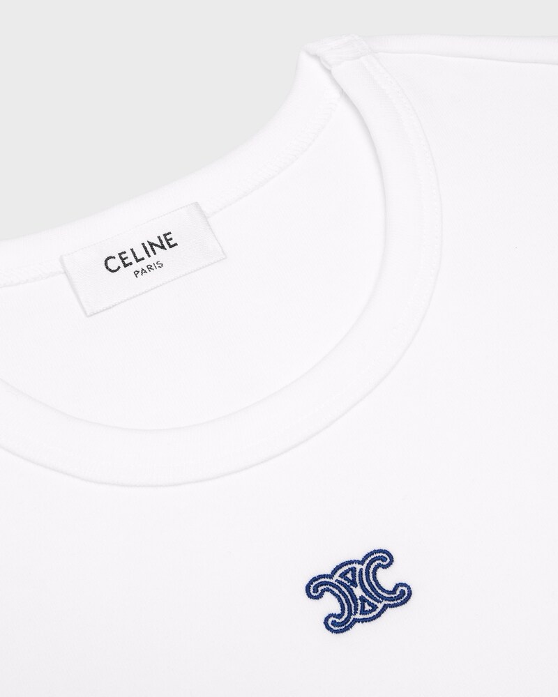 t-shirt triomphe jersey coton côtelé - BLANC/BLEU MARINE -  - 1 | CELINE
