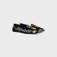AURA LOAFER IN Flowers Embroidered Velvet - BLACK -  - 2 | CELINE
