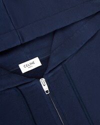 SUDADERA CORTA CON CREMALLERA Y CAPUCHA DE FELPA DE ALGODÓN - TINTA AZUL MARINO -  - 2 | CELINE