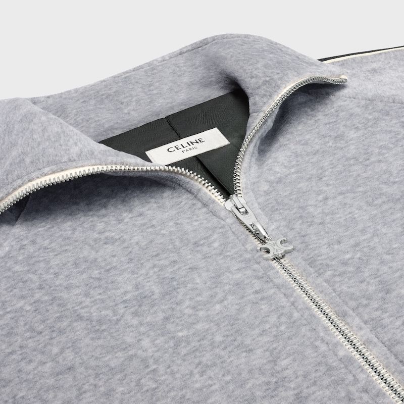 tracksuit jacket IN VELVET COTTON - GREY/ BLACK -  - 1 | CELINE