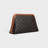 LARGE COSMETIC POUCH IN TRIOMPHE CANVAS AND CALFSKIN - TAN - ACCESSORIES - 2 | CELINE
