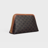 LARGE COSMETIC POUCH IN TRIOMPHE CANVAS AND CALFSKIN - TAN - TRIOMPHE CANVAS COLLECTION - 2 | CELINE