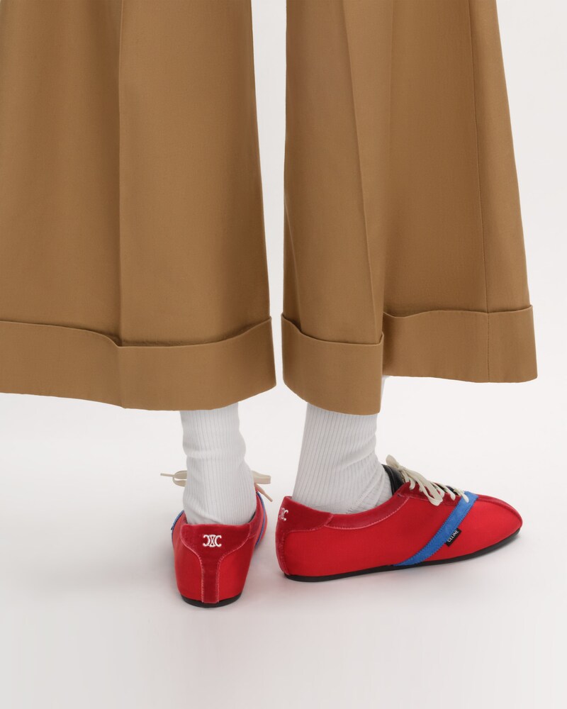 THE FLAT SNEAKER EN GROS GRAIN, VELOURS, CUIR DE CHÈVRE VELOURS ET CUIR D'AGNEAU - ROUGE / BLEU ÉLECTRIQUE -  - 1 | CELINE