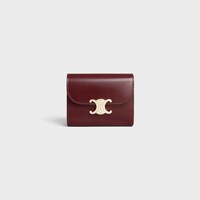 Small Flap Wallet TRIOMPHE IN Shiny calfskin and enamel - SYRAH / WHITE COTTON - NEW - 1 | CELINE