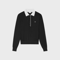 JERSEY ESTILO POLO DE CACHEMIRA DE SEDA FINA - NEGRO / BLANCO -  - 1 | CELINE