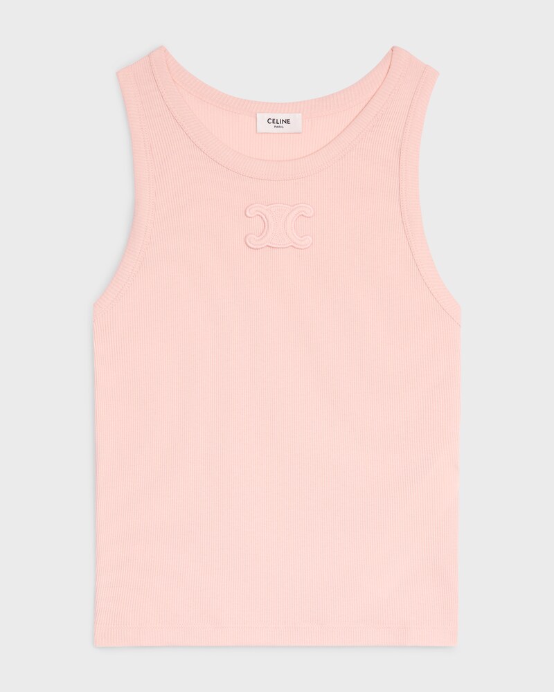 triomphe tank top IN ribbed cotton - LIGHT PEACH -  - 1 | CELINE