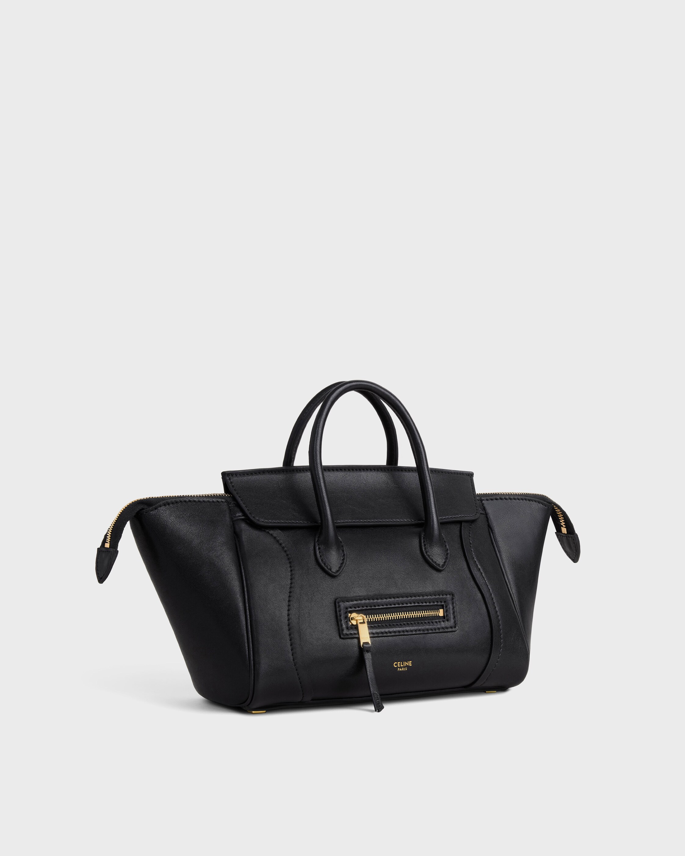 LITTLE LUGGAGE IN SUPPLE SHINY LAMBSKIN - BLACK | CELINE
