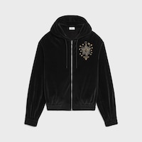 tracksuit jacket IN velvet jersey - Black / Gold -  - 1 | CELINE