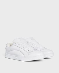 CELINE HUNTINGTON LOW LACE-UP SNEAKER IN GRAINED LEATHER AND MESH - OPTIC WHITE -  - 2 | CELINE