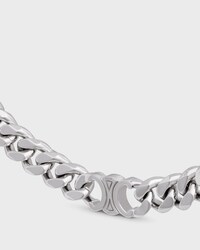 Triomphe Gourmette Necklace in Brass with Rhodium Finish - SILVER - SMALL GIFTS - 2 | CELINE