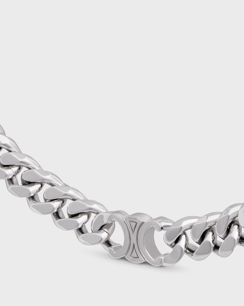 Triomphe Gourmette Necklace in Brass with Rhodium Finish - SILVER - ALL GIFTS - 1 | CELINE