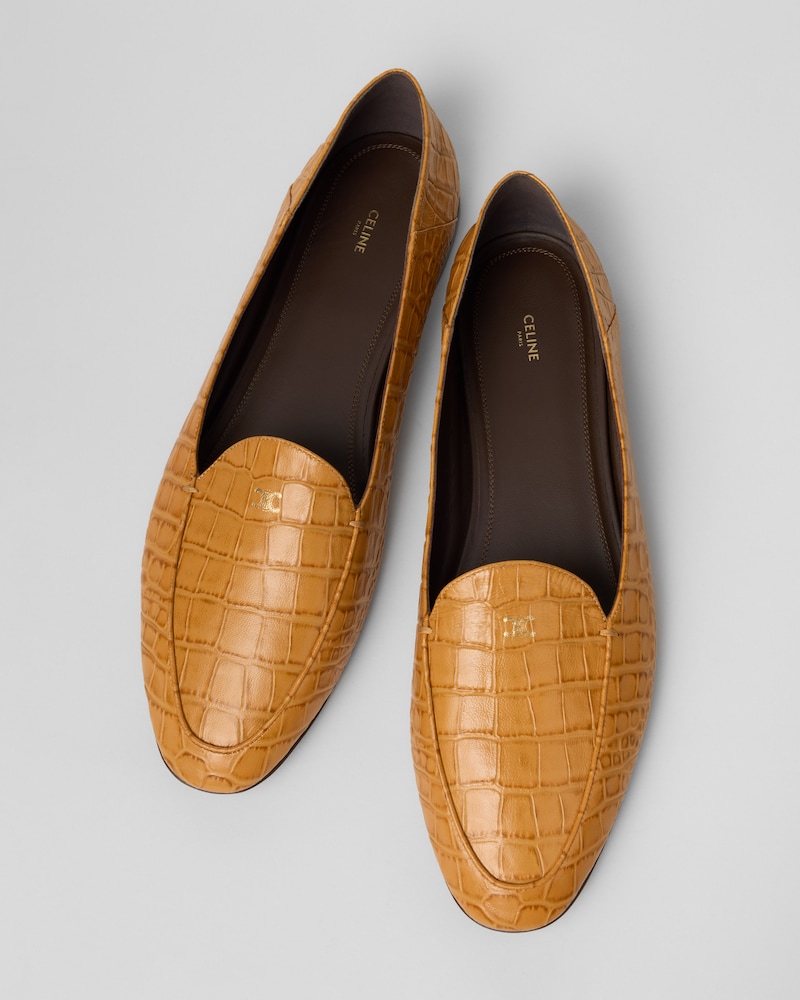 AURA LOAFER IN CROCODILE STAMPED LAMBSKIN - SAHARA -  - 1 | CELINE