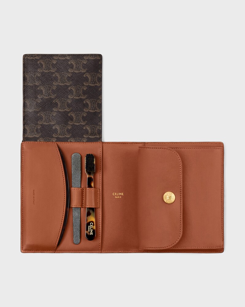 Travel kit in Triomphe Canvas and calfskin - TAN - ESSENTIAL GIFTS - 1 | CELINE