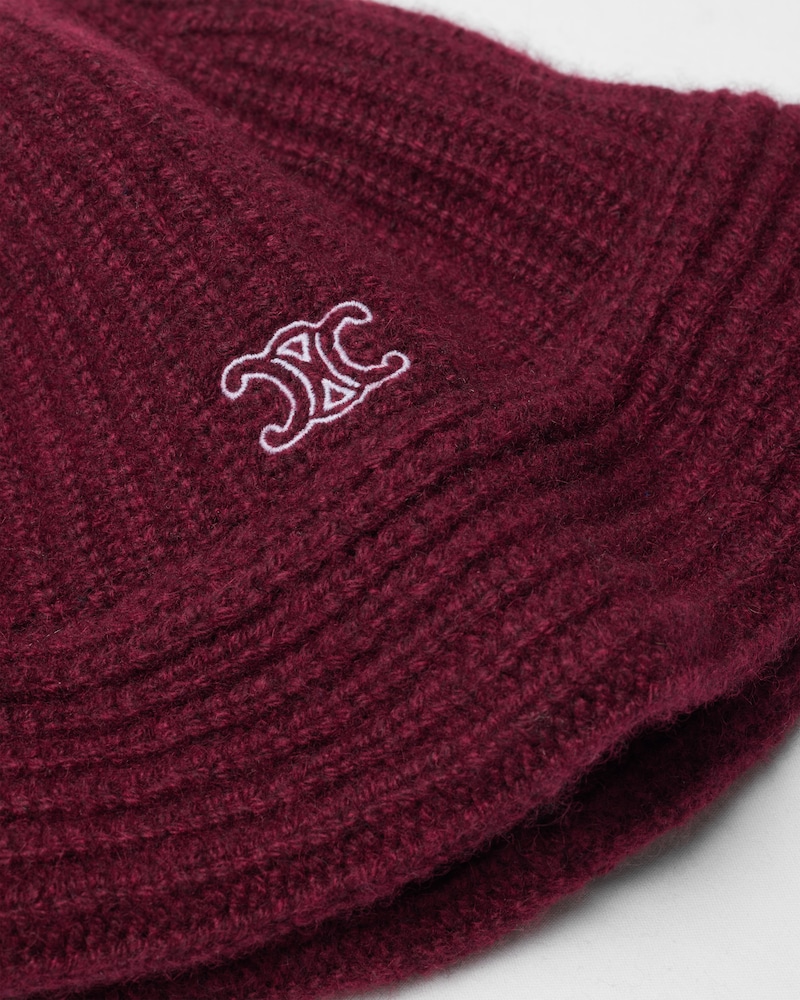 RIBBED CASHMERE BUCKET - BURGUNDY -  - 1 | CELINE