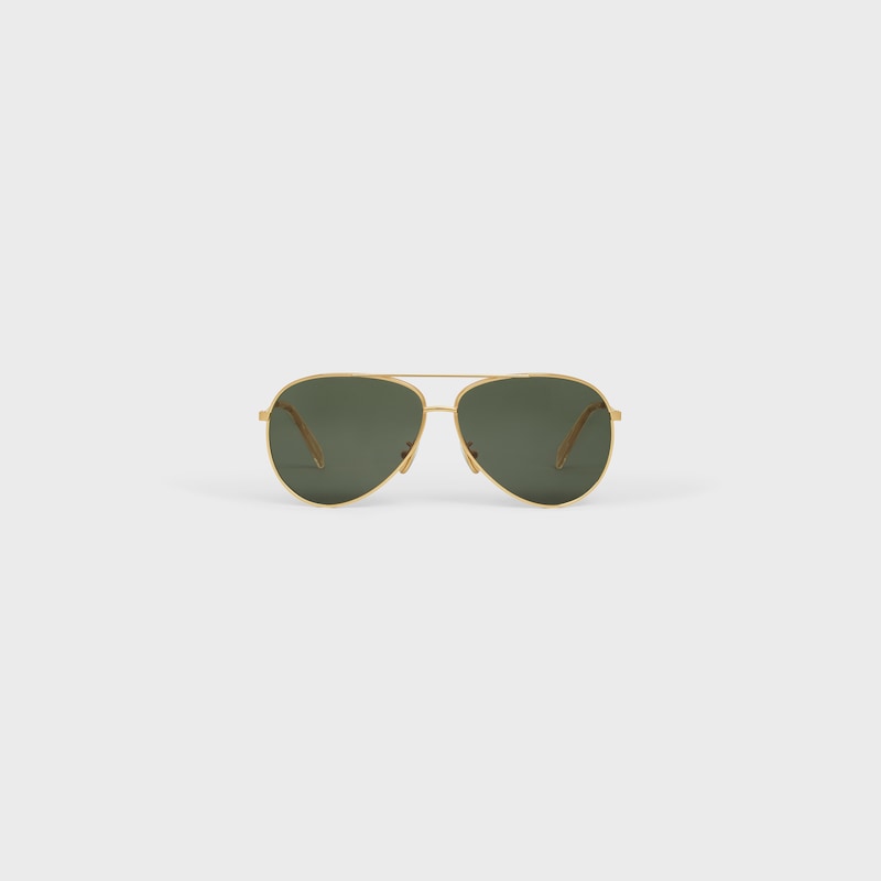 METAL FRAME 01 SUNGLASSES IN METAL WITH MINERAL GLASS LENSES - Gold/Green -  - 1 | CELINE