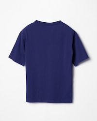 CAMISETA EN PUNTO DE ALGODÓN - AZUL MARINO LAVADO / AMARILLO -  - 2 | CELINE