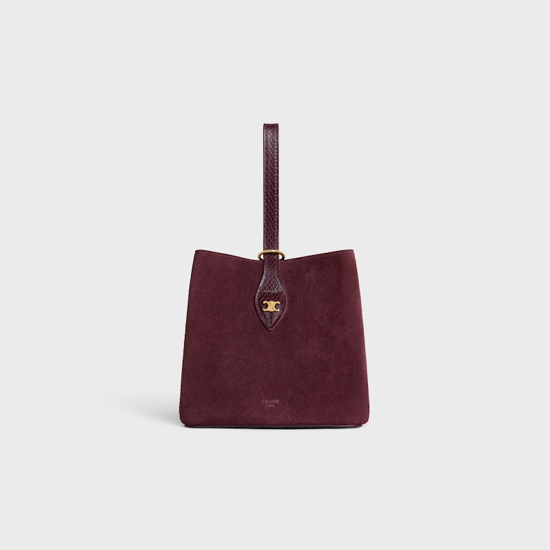 SMALL AMBER IN SUEDE AND PYTHON EFFECT CALFSKIN - BURGUNDY - TOP-HANDLE BAGS - 1 | CELINE