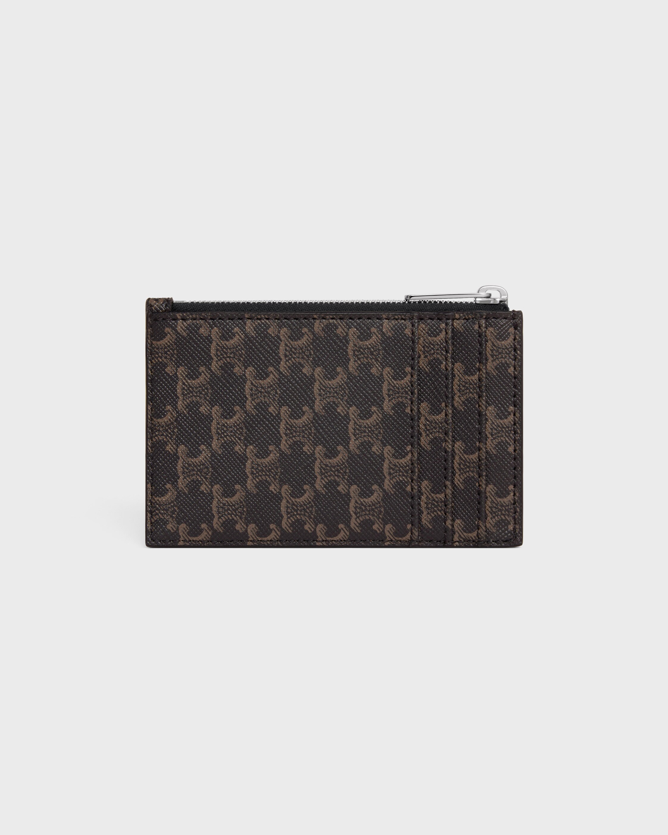 Zipped Card Holder IN Triomphe Canvas and lambskin - BLACK | CELINE