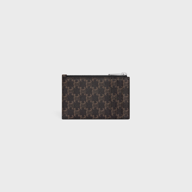 Porte-cartes zipp&eacute; en Toile Triomphe et agneau - NOIR - NOUVEAUTES HIVER - 1 | CELINE