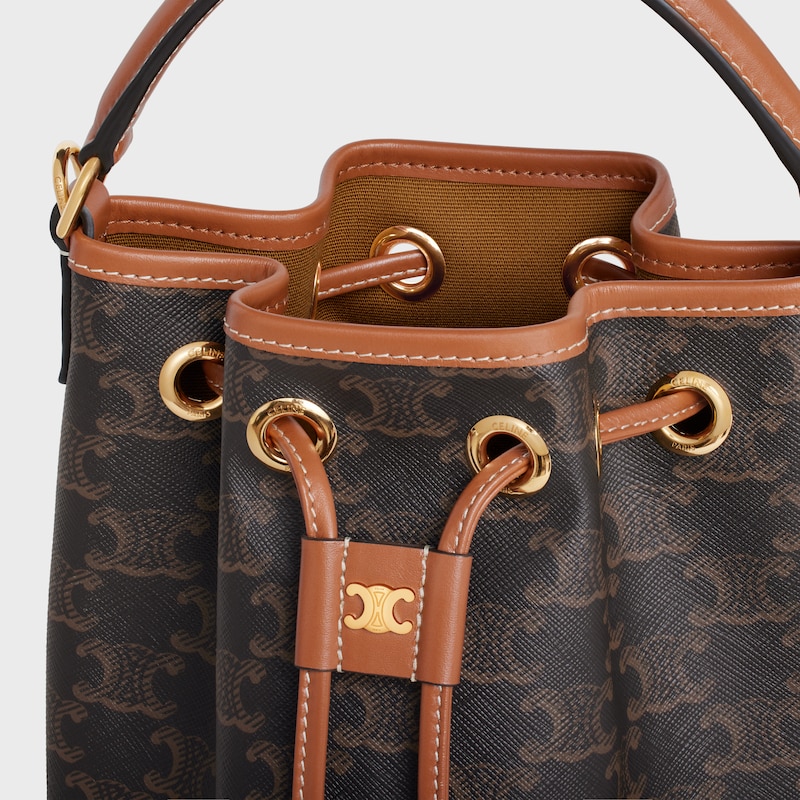 TEEN CLARA BAG IN Triomphe Canvas and calfskin - TAN - BUCKET BAGS - 1 | CELINE