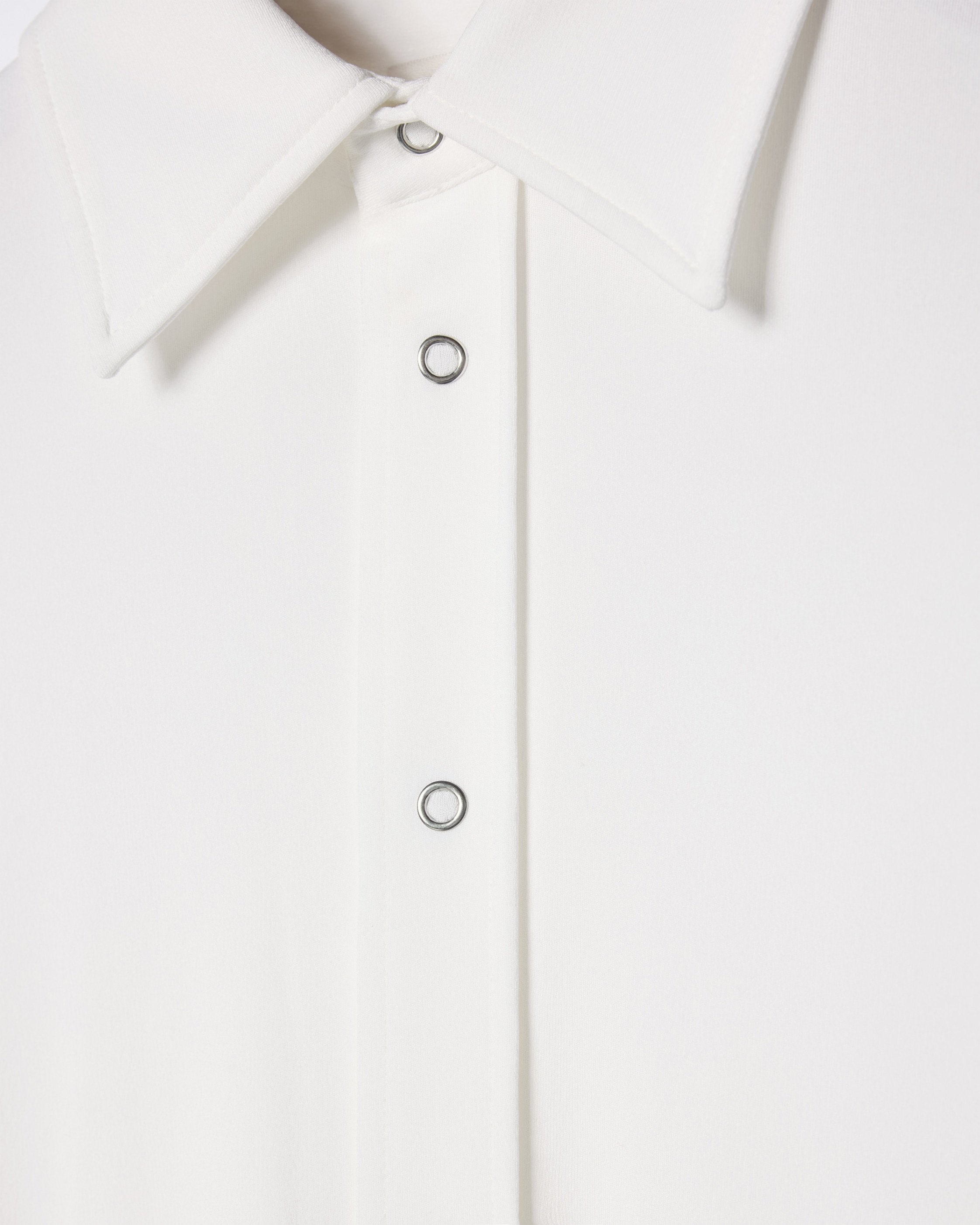 SNAP-FRONT SLIM FIT VISCOSE JERSEY SHIRT - OPTIC WHITE | CELINE