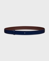lanière de ceinture réversible 25 TAURILLON - Châtaigne/ Bleu profond -  - 1 | CELINE