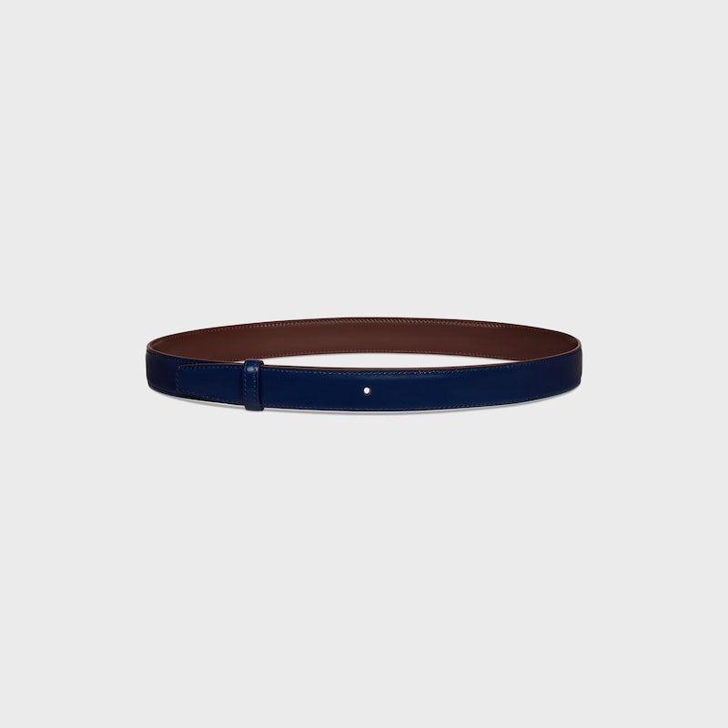 lani&egrave;re de ceinture r&eacute;versible 25MM TAURILLON - Ch&acirc;taigne/ Bleu profond -  - 1 | CELINE