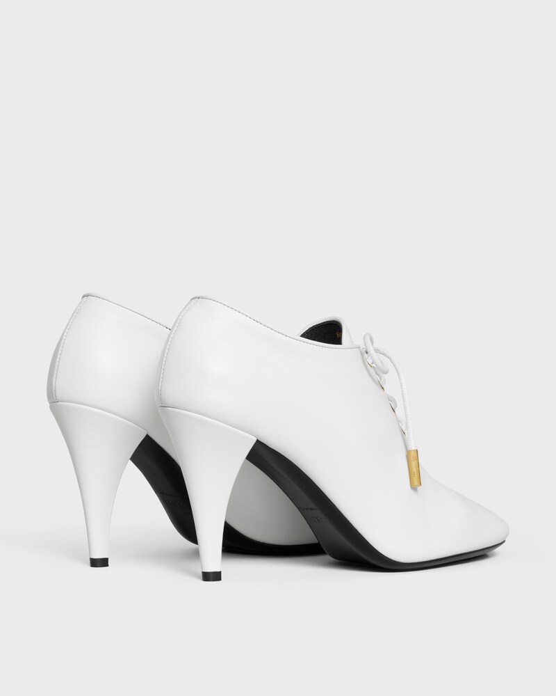 SOFT OXFORD LACE-UP HEELED BALLERINA IN calfskin - vegetal tanning - Ultra White -  - 1 | CELINE