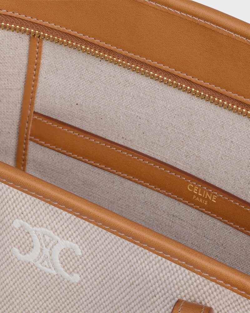CABAS VERTICAL TRIOMPHE TOUCH EN TEXTILE ET VEAU - NATUREL / TAN - HOMME - 1 | CELINE