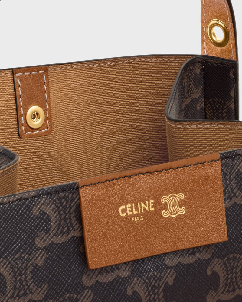 BOLSO CUBE PEQUEÃ‘O DE LONA TRIOMPHE Y PIEL DE BECERRO NATURAL - MIEL - LONA TRIOMPHE - 1 | CELINE